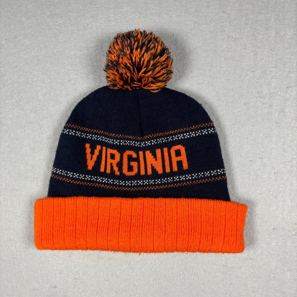 University of Virginia Cavaliers Knit Beanie Hat‎ Pom Pom Orange Navy UVA Unisex